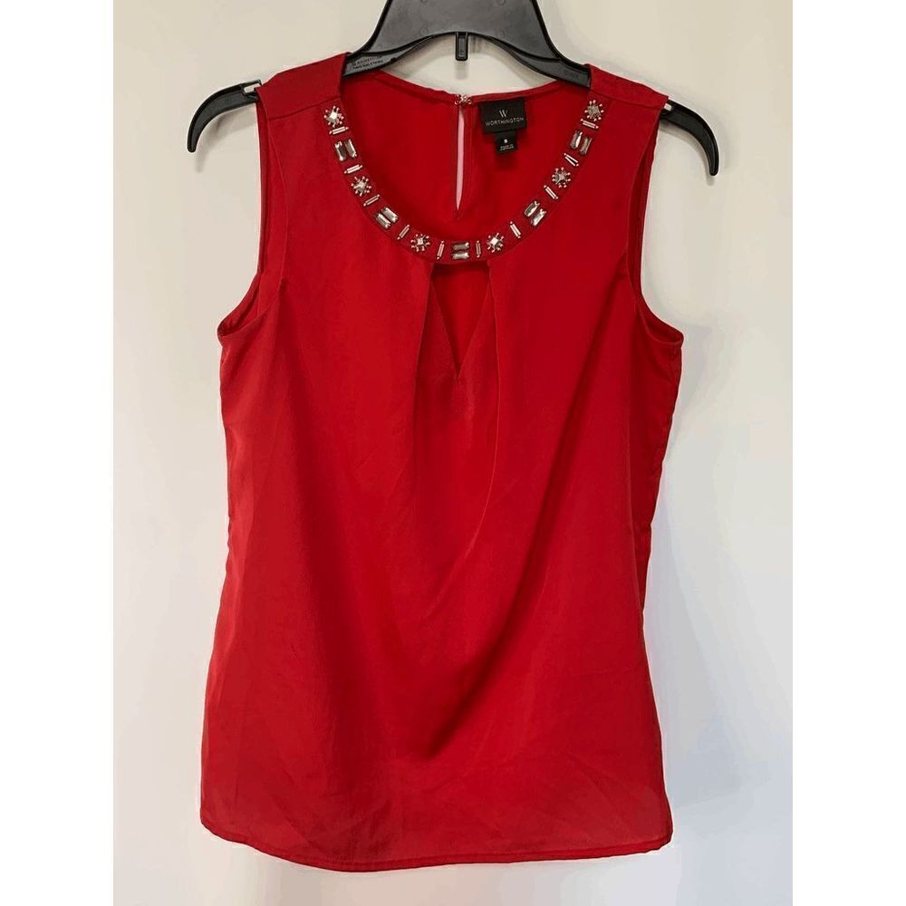 Worthington V Neck Cut Out Sleeveless Top
